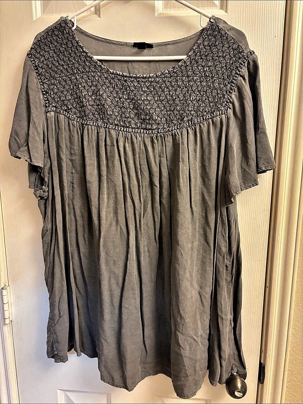 TORRID Gray Smocked Yoke Tunic